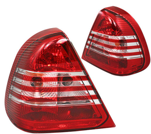 Мерседес W202 фонарь задний внешний левый и правый Комплект тюнинг прозрачный хрусталь красный-белый