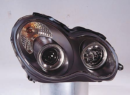 Мерседес W203 фара левая и правая Комплект тюнинг линзованная дизайн Е Класс 2003 с регулировочным мотором Sonar внутри черная