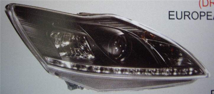 Форд Фокус фара левая и правая Комплект тюнинг Devil Eyes Sonar линзованная с регулировочным мотором внутри черная