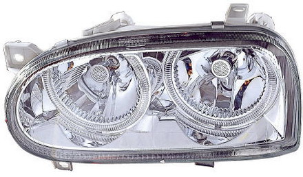Фольксваген Гольф 3фара левая и правая Комплект тюнинг Depo прозрачный внутри хром