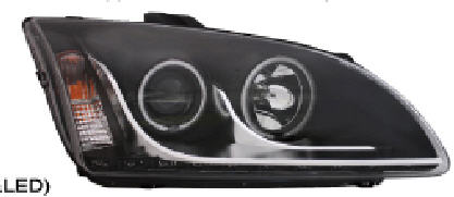 Форд Фокус фара левая и правая Комплект тюнинг линзованная с 2 светящимися ободками Devil Eyes Eagle Eyes внутри черная