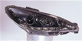 Пежо 206 S16 фара левая и правая Комплект тюнинг линзованная Devil Eyes Sonar внутри черная