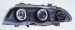 БМВ Е46 фара левая и правая Комплект тюнинг линзованная с 2 светящимися ободками , литой указатель поворота Sonar внутри черная