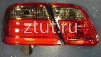 Мерседес W210 фонарь задний внешний +внутренний  левый+ правыйКомплект тюнинг Седан прозрачный с диодными габаритами , стоп сигнал тонирован-красный