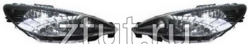 Пежо 206 фара левая и правая Комплект под корректор тюнинг прозрачный внутри черная