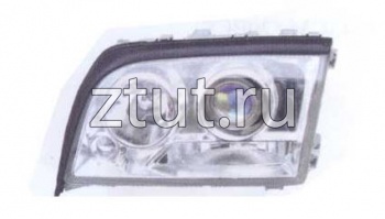 Мерседес W140 фара левая тюнинг линзованная прозрачная хрусталь внутри хром