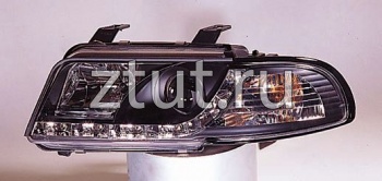 Ауди A4 фара левая и правая Комплект тюнинг линзованная Devil Eyes , литой указатель поворота Sonar внутри черная