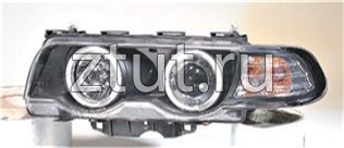 БМВ Е38 фара левая и правая Комплект тюнинг Ксенон линзованная с 2 светящимися ободками , литой указатель поворота с регулировочным мотором Sonar внутри черная