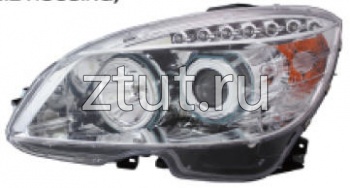 Мерседес W204 фара левая и правая Комплект тюнинг с диод с регулировочным мотором светящийся ободок Eagle Eyes внутри хром