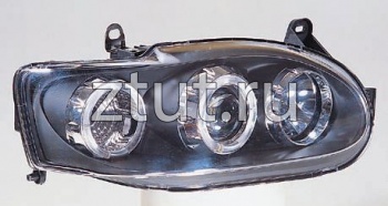 Форд Эскорт фара левая и правая Комплект тюнинг линзованная с 2 светящимися ободками Sonar внутри черная